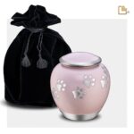 Metalen dierenurn - Shadow Pawprint roze - 0,61 Liter