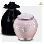 Metalen dierenurn - Shadow Pawprint roze - 1,02 Liter
