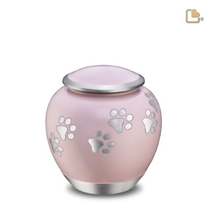 Metalen dierenurn - Shadow Pawprint roze - 1,02 Liter