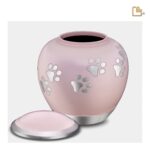 Metalen dierenurn - Shadow Pawprint roze - 1,02 Liter