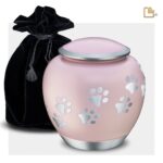 Metalen dierenurn - Shadow Pawprint roze - 1,41 Liter