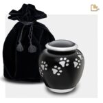 Metalen dierenurn - Shadow Pawprint zwart - 0,61 Liter