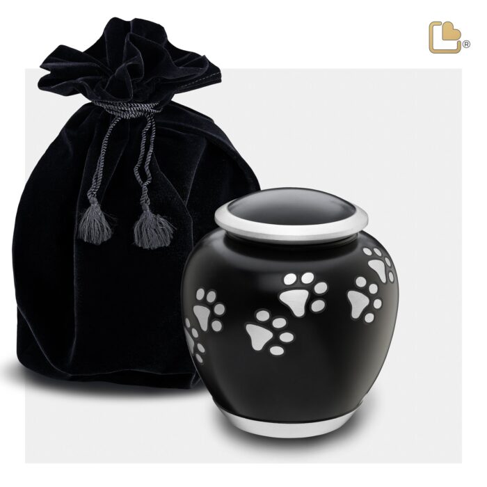 Metalen dierenurn - Shadow Pawprint zwart - 0,61 Liter