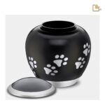 Metalen dierenurn - Shadow Pawprint zwart - 0,61 Liter