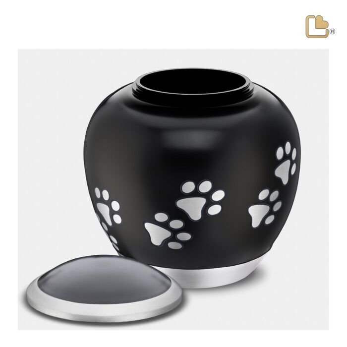 Metalen dierenurn - Shadow Pawprint zwart - 0,61 Liter