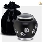 Metalen dierenurn - Shadow Pawprint zwart - 1,02 Liter