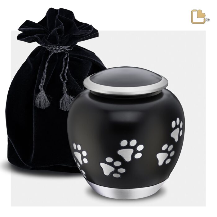 Metalen dierenurn - Shadow Pawprint zwart - 1,02 Liter