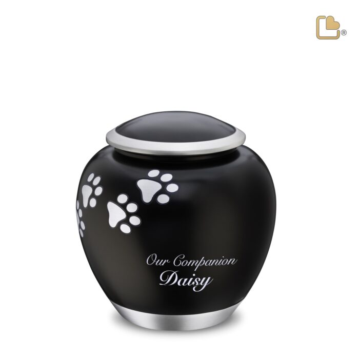 Metalen dierenurn - Shadow Pawprint zwart - 1,02 Liter