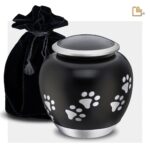 Metalen dierenurn - Shadow Pawprint zwart - 1,41 Liter