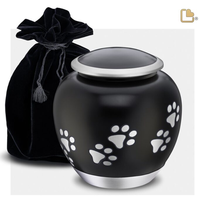 Metalen dierenurn - Shadow Pawprint zwart - 1,41 Liter