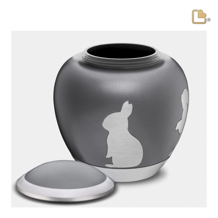 Metalen dierenurn - Shadow Rabbit French grijs - 1,02 Liter
