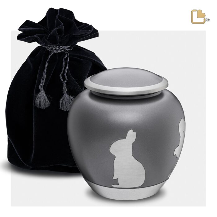 Metalen dierenurn - Shadow Rabbit French grijs - 1,02 Liter