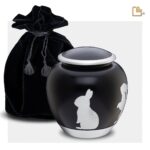 Metalen dierenurn - Shadow Rabbit zwart - 1,02 Liter