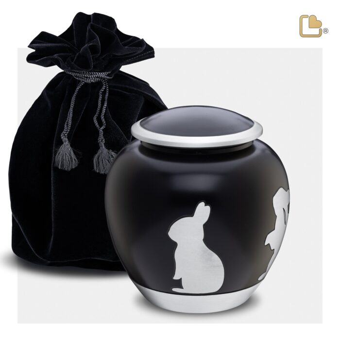 Metalen dierenurn - Shadow Rabbit zwart - 1,02 Liter