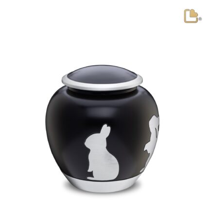 Metalen dierenurn - Shadow Rabbit zwart - 1,02 Liter