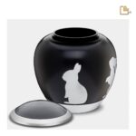 Metalen dierenurn - Shadow Rabbit zwart - 1,02 Liter