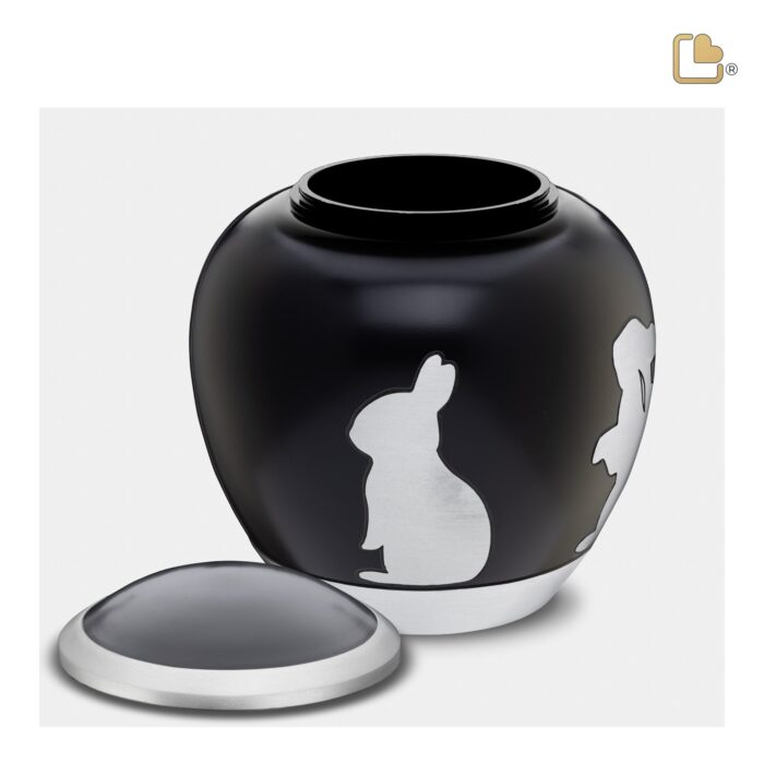 Metalen dierenurn - Shadow Rabbit zwart - 1,02 Liter