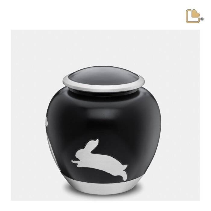 Metalen dierenurn - Shadow Rabbit zwart - 1,02 Liter
