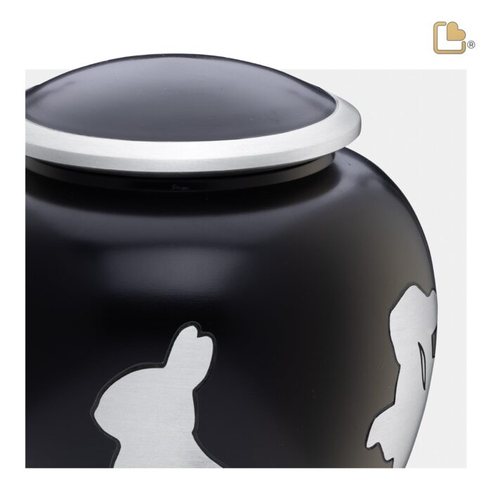 Metalen dierenurn - Shadow Rabbit zwart - 1,02 Liter