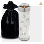 Metalen dierenurn - Tall Tealight wit - 1,11 Liter