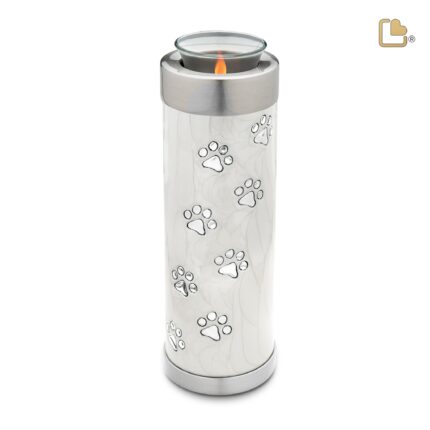 Metalen dierenurn - Tall Tealight wit - 1,11 Liter