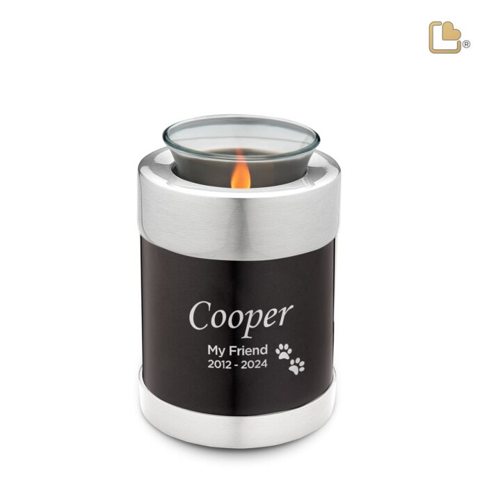 Metalen dierenurn - Tealight antraciet - 0,41 Liter