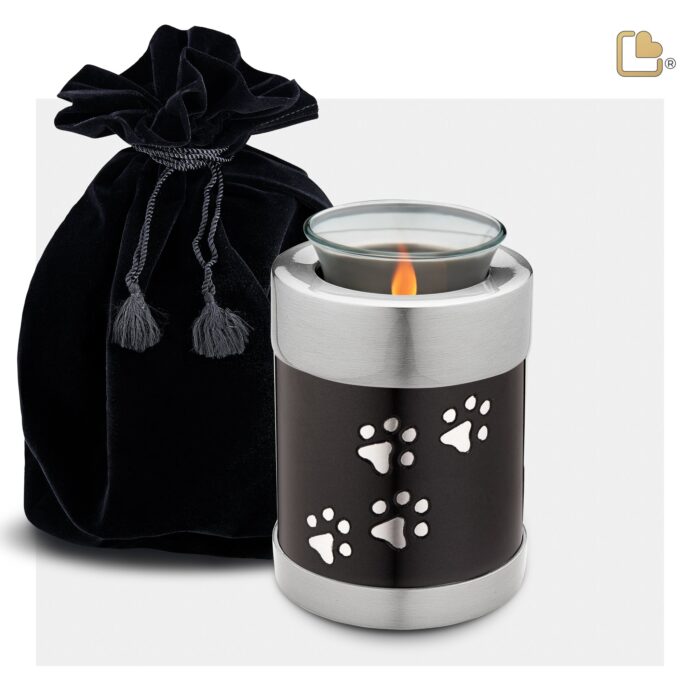 Metalen dierenurn - Tealight antraciet - 0,41 Liter
