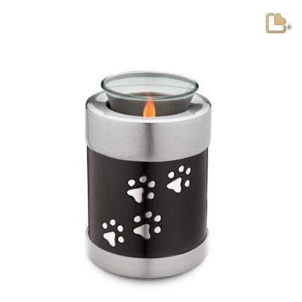 Metalen dierenurn - Tealight antraciet - 0,41 Liter