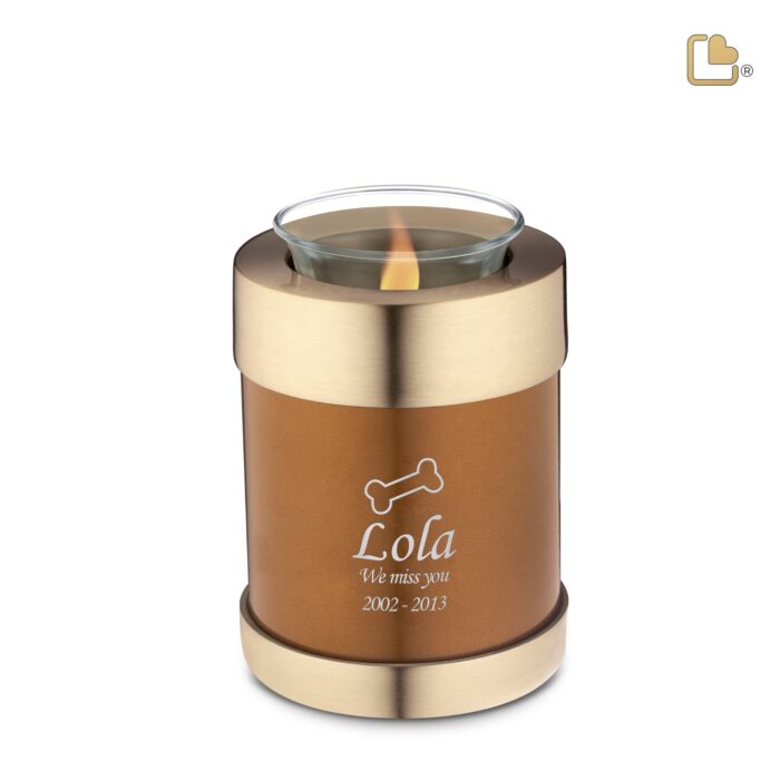 Metalen dierenurn - Tealight brons - 0,41 Liter