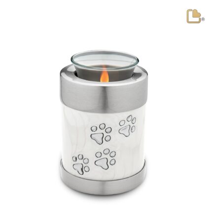 Metalen dierenurn - Tealight wit - 0,41 Liter