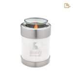 Metalen dierenurn - Tealight wit - 0,41 Liter