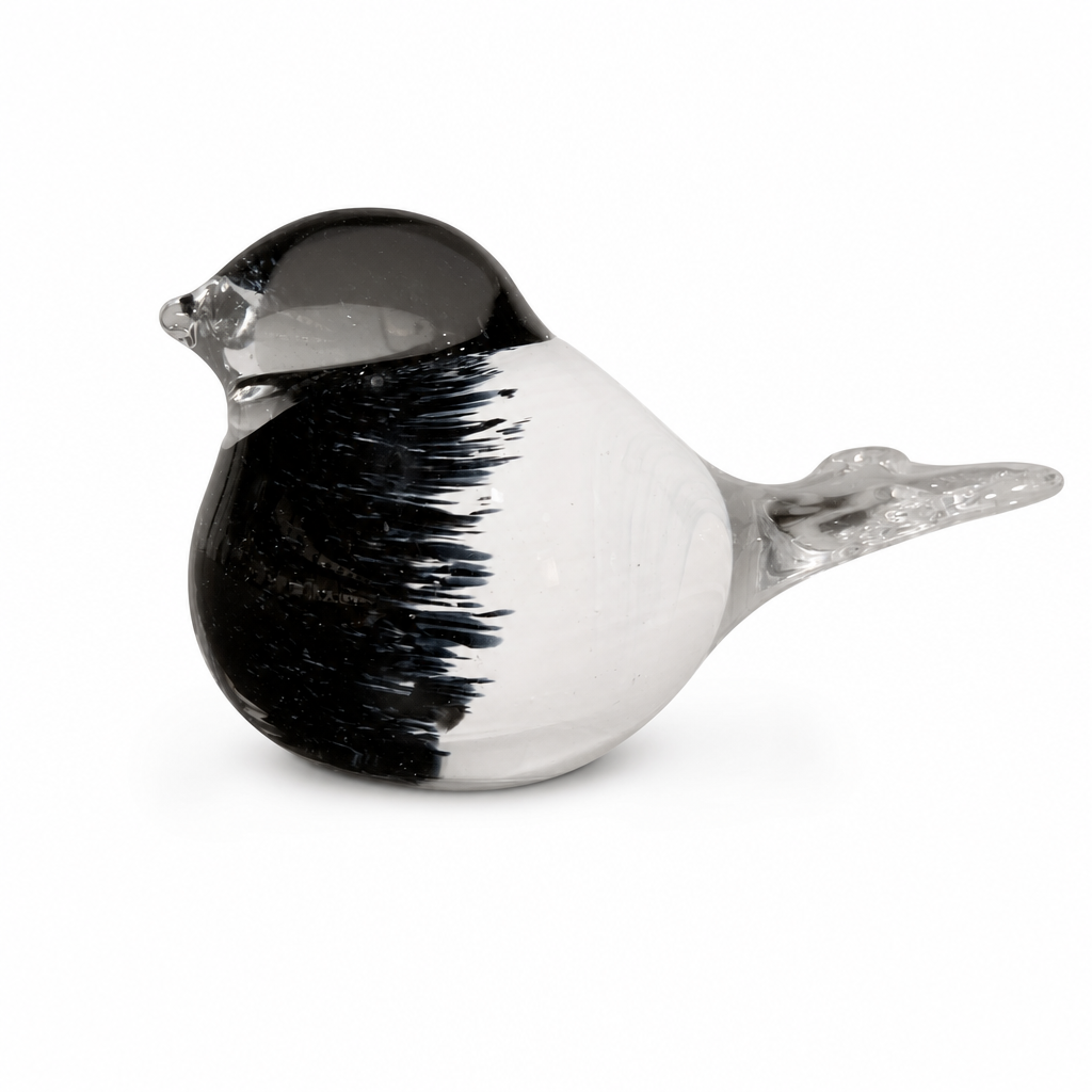 Metalen urn - As-vogeltje zwart Wit - productfoto