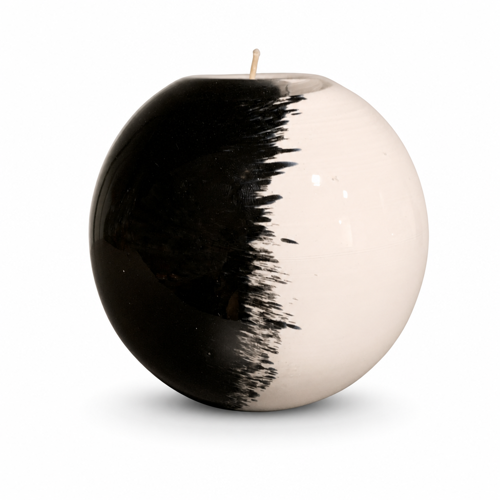 Metalen urn - As-Waxinelichtje groot Zwart Wit - productfoto