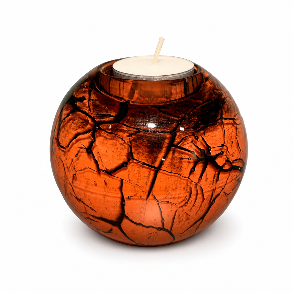 Metalen urn - As-Waxinelichtje klein Bordeaux krakelee rood - productfoto