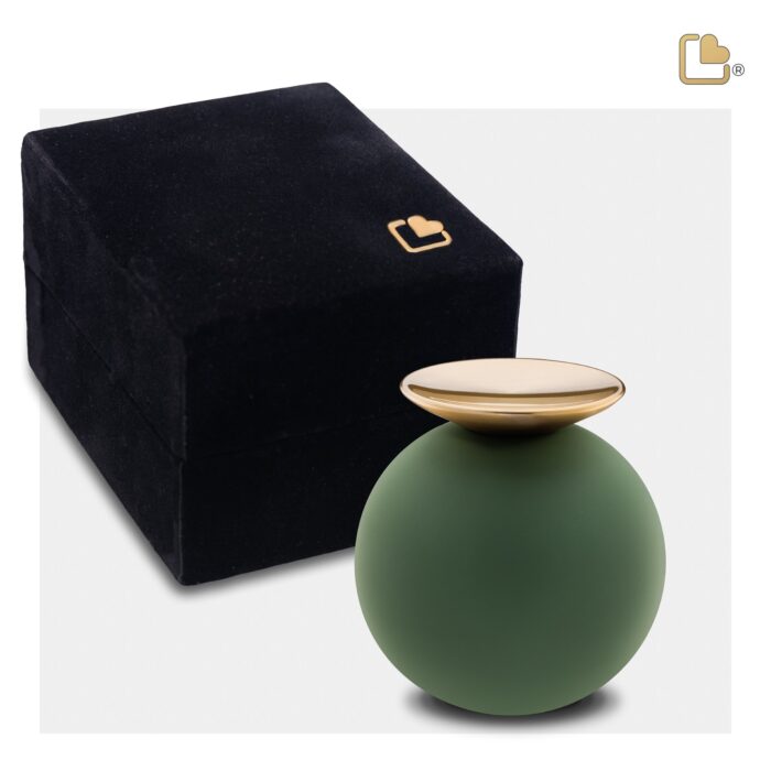 Metalen urn - Crescent Bol Sage groen - 0,07 Liter