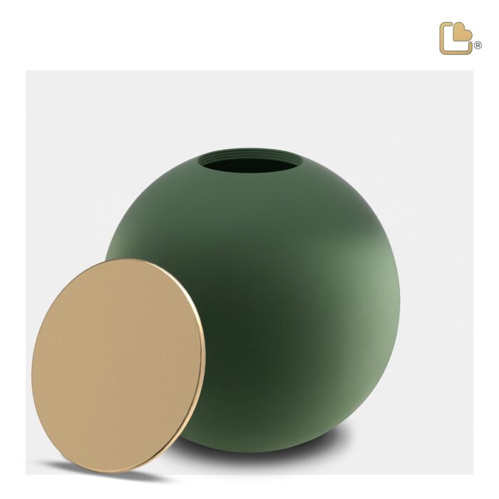 Metalen urn - Crescent Bol Sage groen - 3,61 Liter
