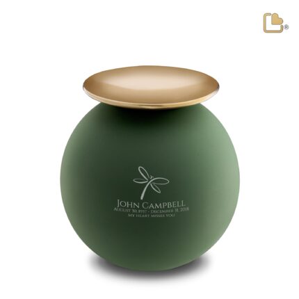 Metalen urn - Crescent Bol Sage groen - 3,61 Liter