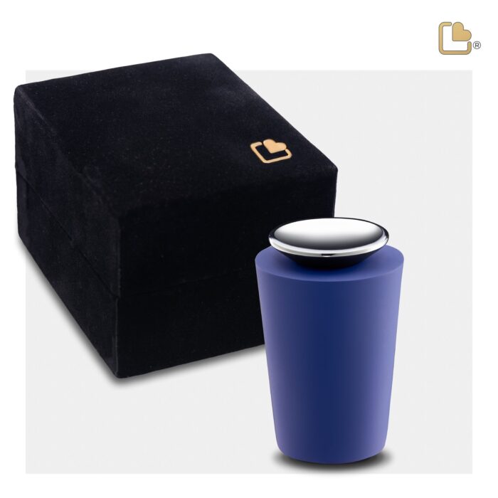 Metalen urn - Crescent Tall blauw - 0,07 Liter
