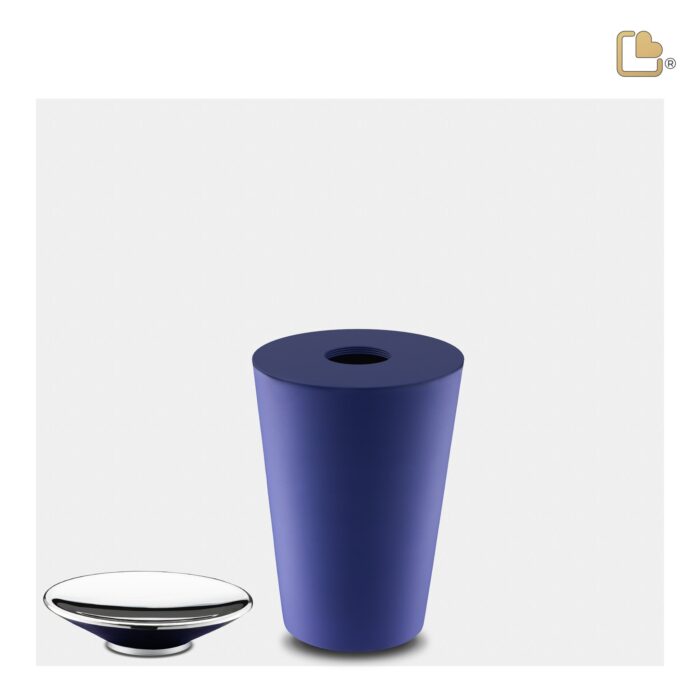 Metalen urn - Crescent Tall blauw - 0,07 Liter