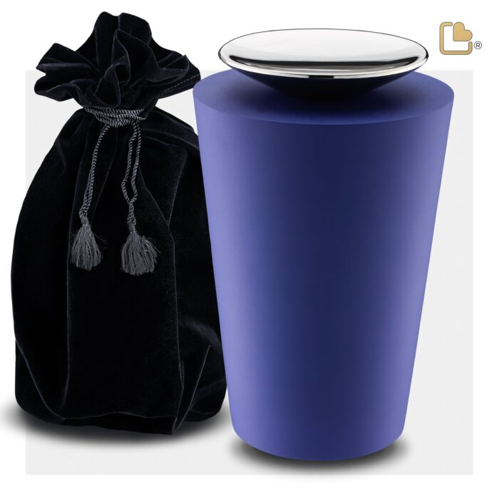 Metalen urn - Crescent Tall blauw - 4,01 Liter