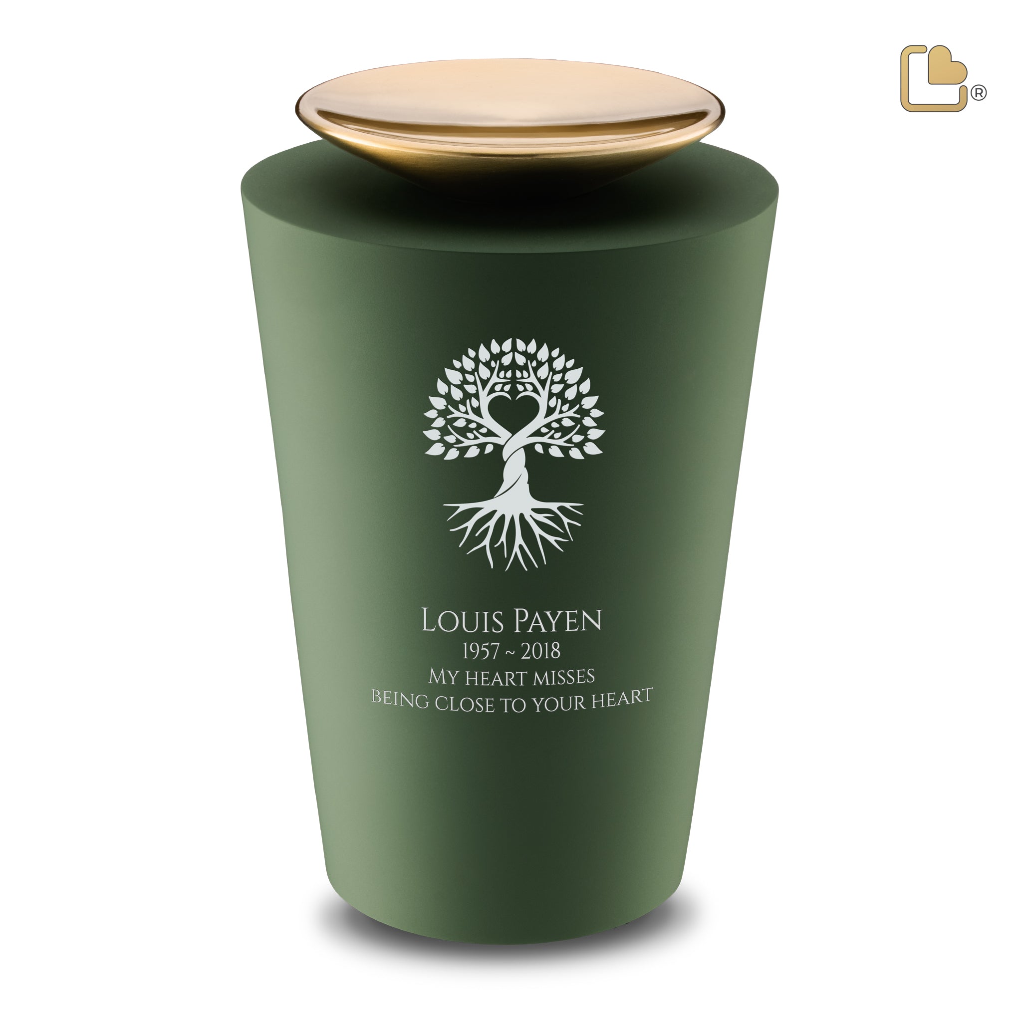 Metalen urn - Crescent Tall Sage groen - 4,01 Liter Metalen urn - Crescent Tall Sage groen - 4,01 Liter