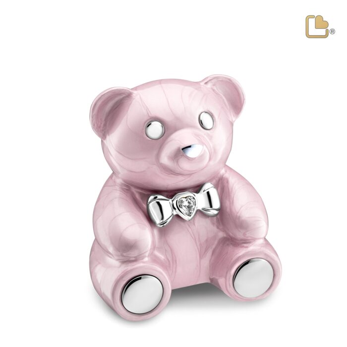 Metalen urn - CuddleBear Child w Crystal roze - 0,43 Liter
