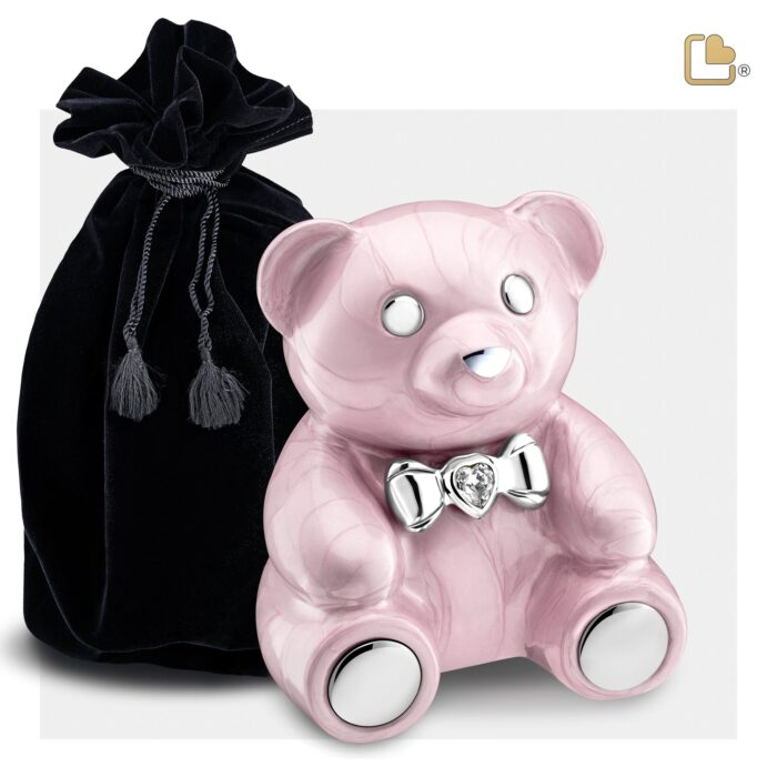 Metalen urn - CuddleBear Child w Crystal roze - 0,43 Liter