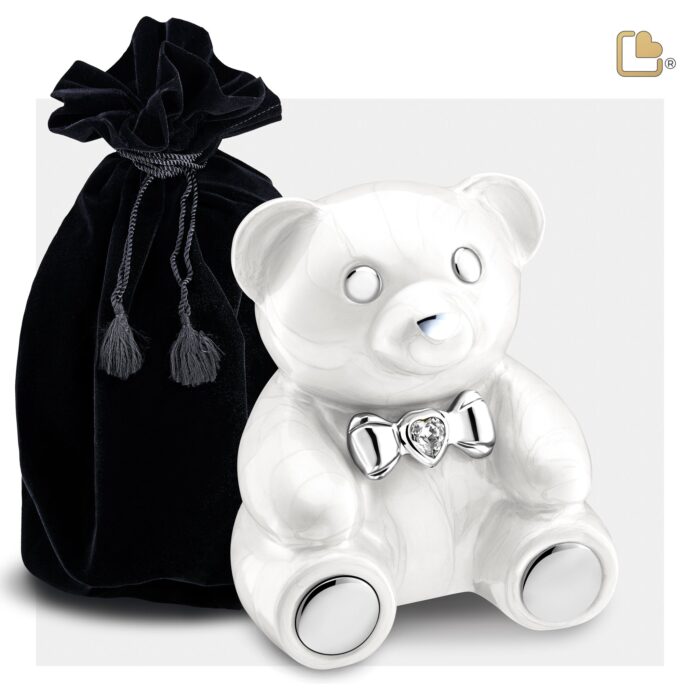 Metalen urn - CuddleBear Child w Crystal wit - 0,43 Liter