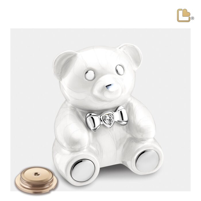 Metalen urn - CuddleBear Child w Crystal wit - 0,43 Liter