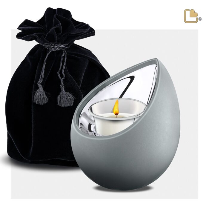 Metalen urn - Druppel Tealight French grijs - 0,31 Liter