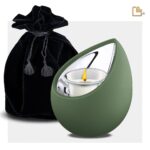 Metalen urn - Druppel Tealight Sage groen - 0,31 Liter