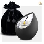 Metalen urn - Druppel Tealight zwart - 0,31 Liter