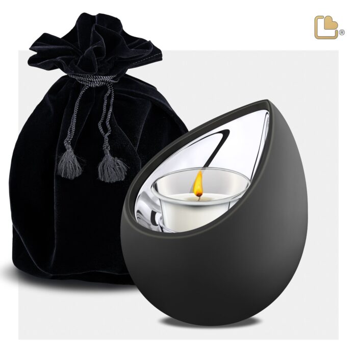 Metalen urn - Druppel Tealight zwart - 0,31 Liter