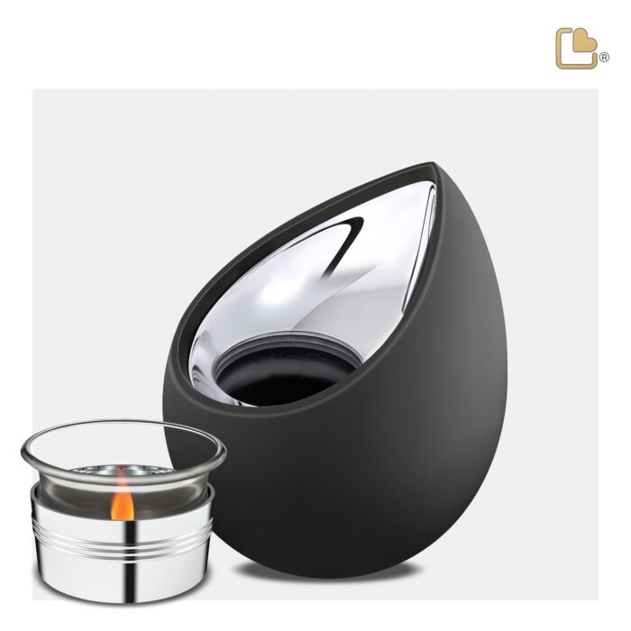 Metalen urn - Druppel Tealight zwart - 0,31 Liter